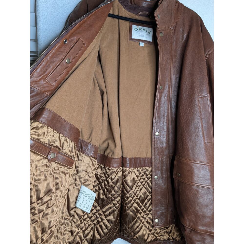 VTG Orvis Men's Genuine Leather Jacket Moto Biker Heavy XL - Picture 9 of 9